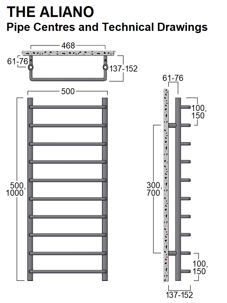 Aliano Towel Rail 500 x 500, Chrome
